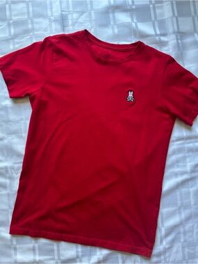 Psycho Bunny Red Crewneck T-Shirt with Small Patch Logo